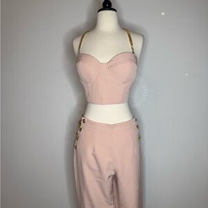 🌸 Blush Pink Two-Piece Set with Gold Chain Details